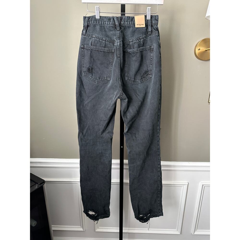 We the Free People CRVY Straight Shooter Distressed Black Jeans Size 27 - Picture 3 of 6